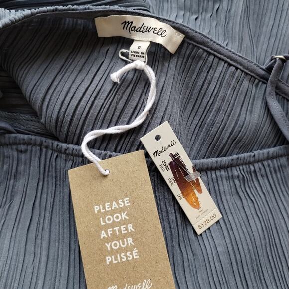 ME Madewell Women's Teapot Blue Goldie Plisse Tank Slip Midi Column Dress NWT 0 - Picture 4 of 11